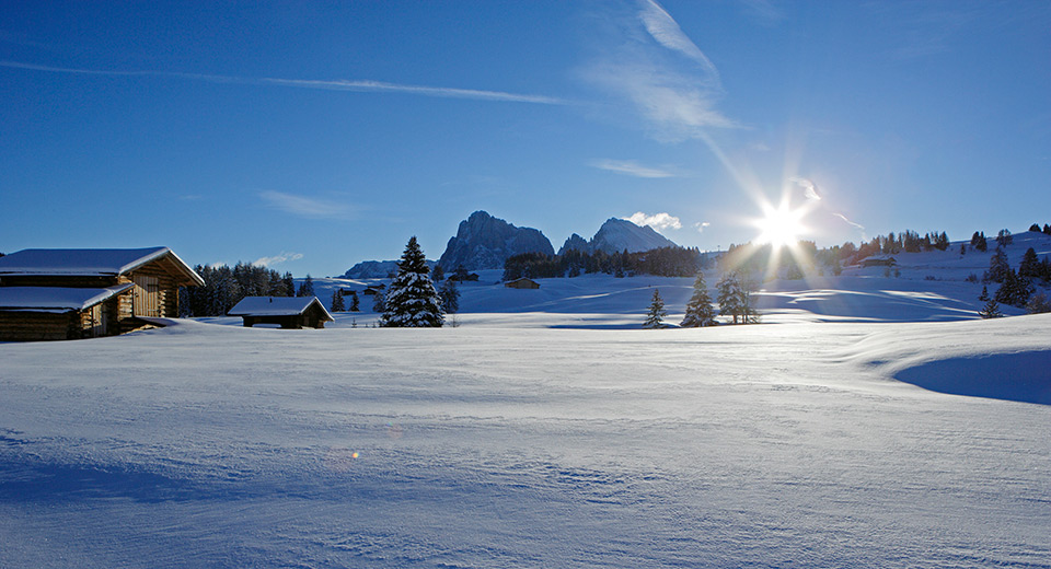 Paesaggio innevato all’Alpe di Siusi